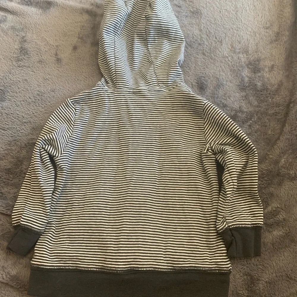 Carter's Black and White Striped Hoodie with Bear Face